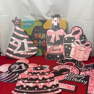 Combojoy 21st Birthday Decorations for Her - 7 Pcs Birthday Yard Signs w/Stakes
